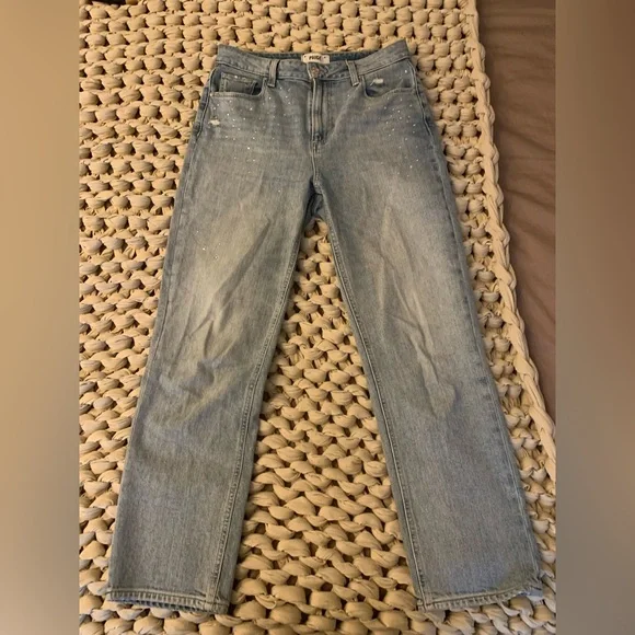 PAIGE Straight Leg Jeans in Light Wash Blue - Picture 3 of 4